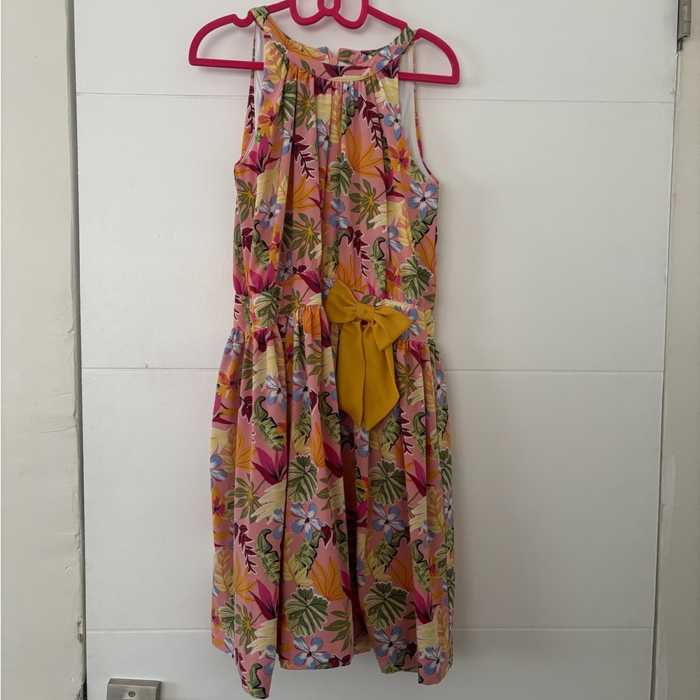 Vibrant Floral Kids Dress with Yellow Accent